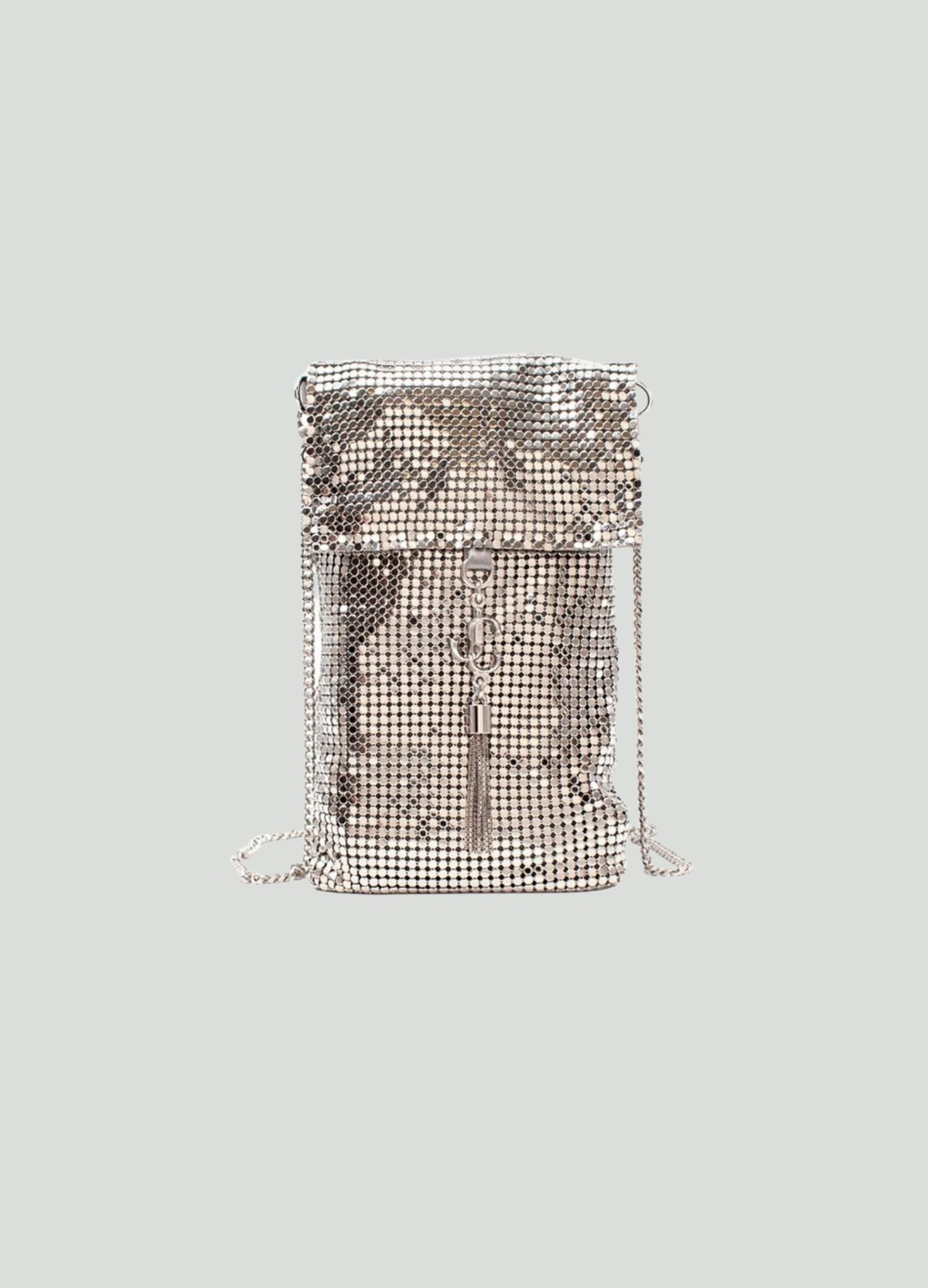 SILVER CHAINMAIL PHONE POUCH | JIMMY CHOO